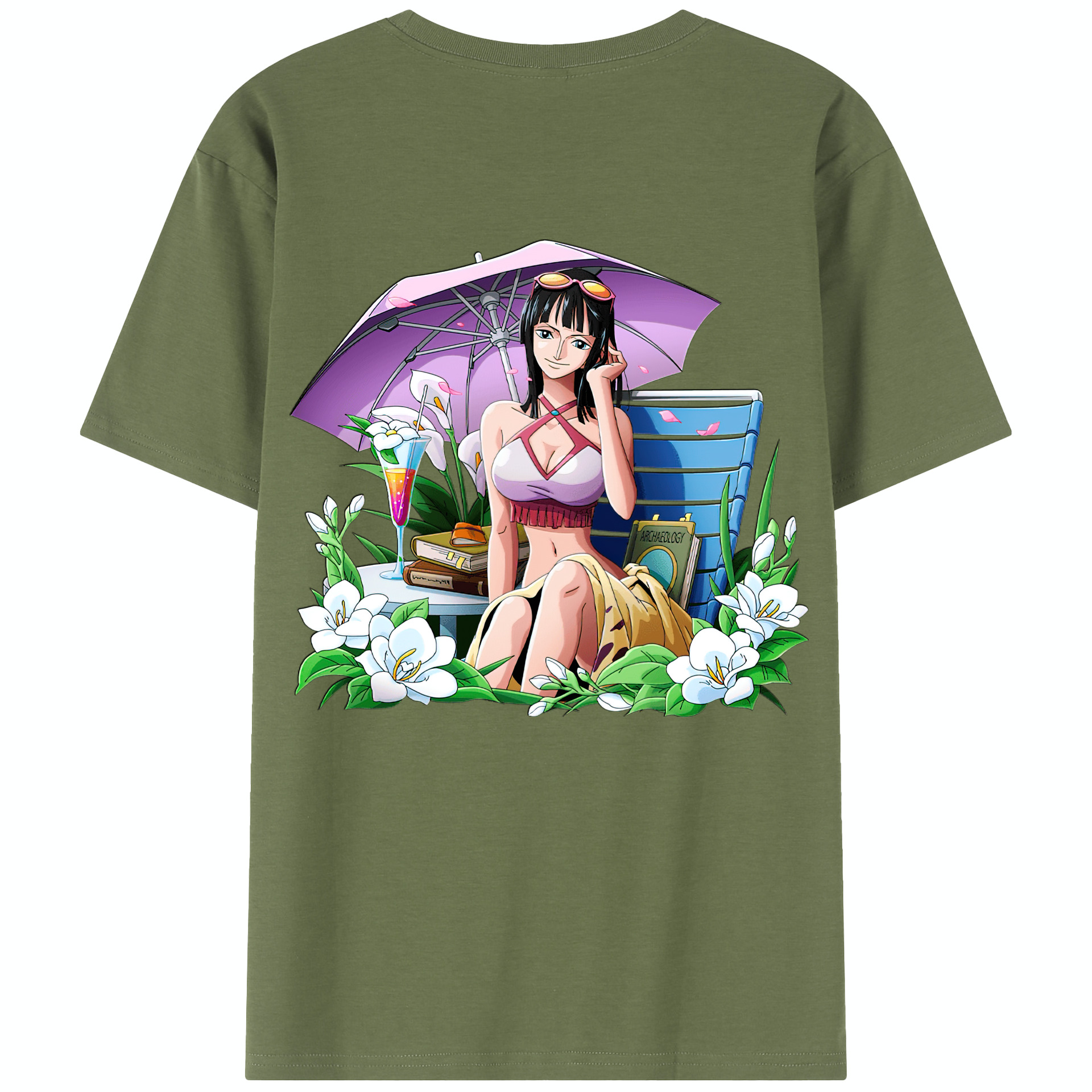 ワンピース ニコ・ロビン ONE PIECE Nico Robin 綿100％半袖Tシャツ（背面プリント）